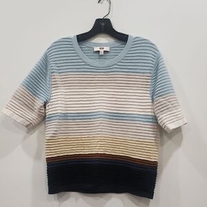 Etcetera Light Blue Ribbed Knit Top